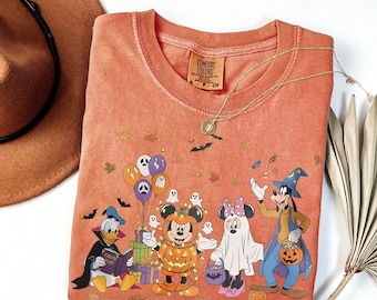 Retro Mickey And Friends Halloween Shirt, Disney Halloween Party Shirt, Cute Disney Fall Shirt, Halloween Trip Shirts, Trick Or Treat Shirts