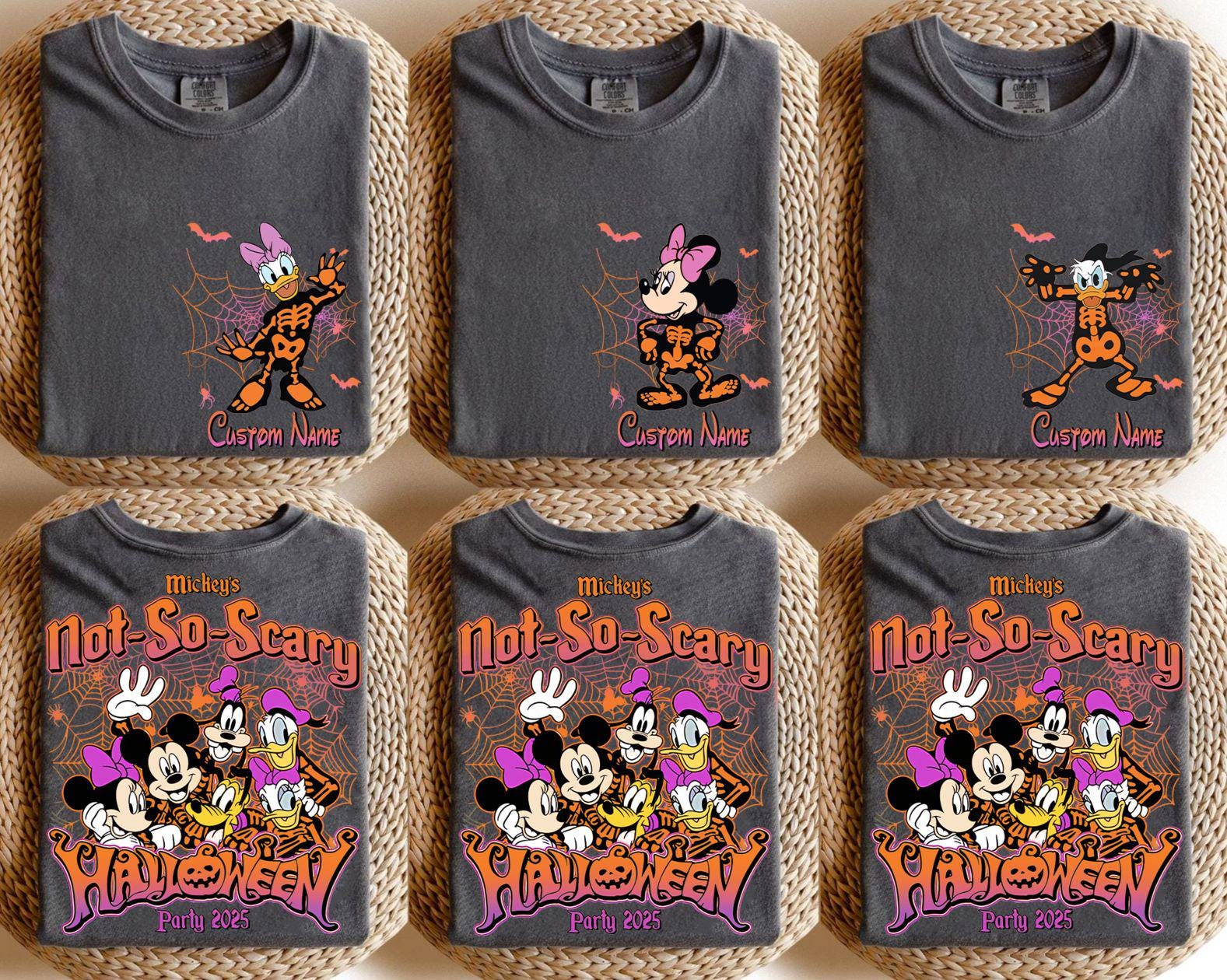 Retro Mickey’s Not So Scary Halloween 2025 Skeleton Shirt, Custom All Characters Disney Halloween Family Shirts, Disney Magic Kingdom Shirts