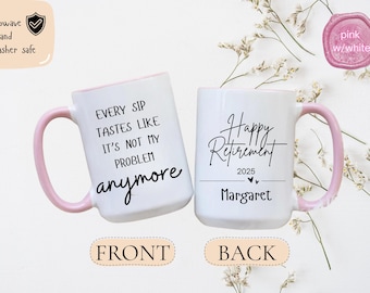 Taza de café personalizada para jubilados, feliz jubilación, regalo personalizado