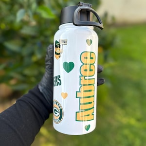 Custom Green Bay Football Tumbler | 32oz Stainless Steel Water Bottle