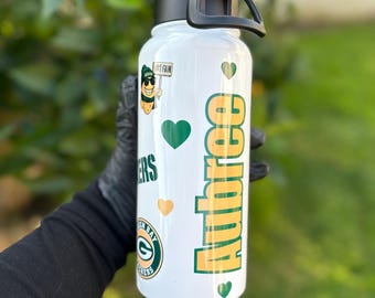 Custom Green Bay Football Tumbler | 32oz Stainless Steel Water Bottle