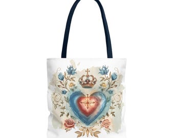 Sacred Heart Tote Bag: Catholic Christian Shoulder Bag for Catholic School Teachers or Homeschool Moms