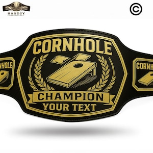 Custom Cornhole Championship Belt – Personalized Trophy Belt for Cornhole Winners – Customizable Belt for Cornhole Tournaments & Events