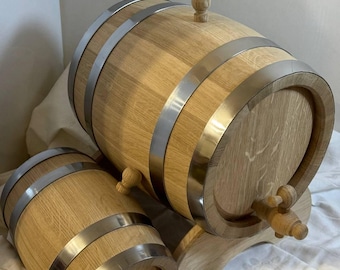 Premium Oak Barrel 1-2-3-5-10L-15L-20L-30L, Whiskey, Wine, Bourbon, Vinegar Aging Barrel, New Charred Oak Barrel, Gift for Man, Him, Dad