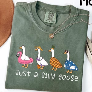 Comfort Colors® Just A Silly Goose T-shirt, Funny Goose Shirt, Goose Lover Sweatshirt, Aesthetic Woman Gift, Cute Goose Tee, Retro Goose