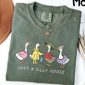 Comfort Colors® Just A Silly Goose Shirt, Funny Goose Shirt, Goose Lover Sweatshirt, Aesthetic Woman Gift, Cute Goose Tee, Retro Goose