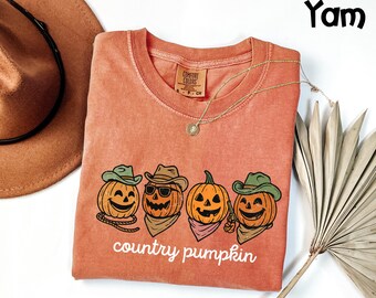 Comfort Colors® Country Pumpkin Shirt, Halloween Shirt, Western Halloween Shirt, Spooky Season Shirt, Pumpkins Shirt