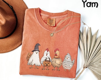 Comfort Colors® Halloween Chick or Treat Sweatshirt, Halloween Chicken, Halloween Funny Chicken Shirt, Ghost Chicken Shirt, Chicken Lovers