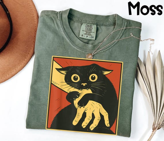 Comfort Colors® Ungovernable Cat Shirt, Funny Black Cat Biting Hand Tee, Viral Meme Graphic T-Shirt, Sarcastic Humor Gift For Her