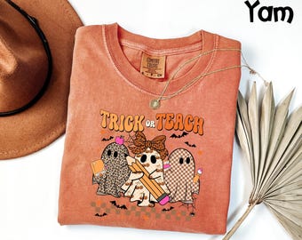 Comfort Colors® Halloween Trick or Teach Shirt, Teacher Halloween Shirt, Spooky Teacher Shirt, Trick or Teach Shirt