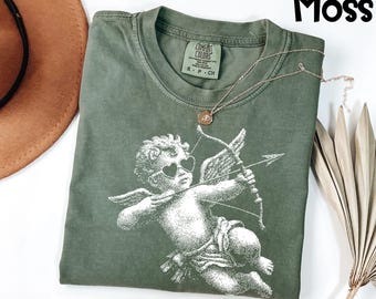 Comfort Colors® Cupid Valentines Day Shirt, Vintage Cherub Graphic Tee, Angel Love T-Shirt, Gift For Her
