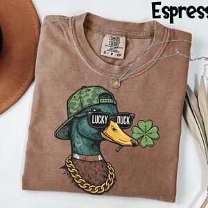 Comfort Colors® Lucky Duck Shirt, St Patricks Day Tee, Funny Irish Graphic T-Shirt, St Pattys Day Party Top image 3
