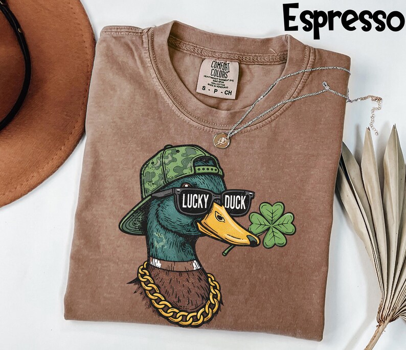 Comfort Colors® Lucky Duck Shirt, St Patricks Day Tee, Funny Irish Graphic T-Shirt, St Pattys Day Party Top image 3