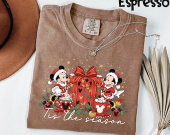 Comfort Colors® Mickey and Minnie Christmas Shirt, Disney Christmas Tis The Season Tee, Disneyland Christmas Shirt,Christmas Party
