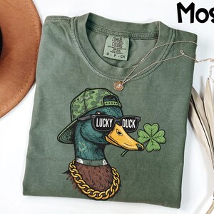 Comfort Colors® Lucky Duck Shirt, St Patricks Day Tee, Funny Irish Graphic T-Shirt, St Pattys Day Party Top image 1
