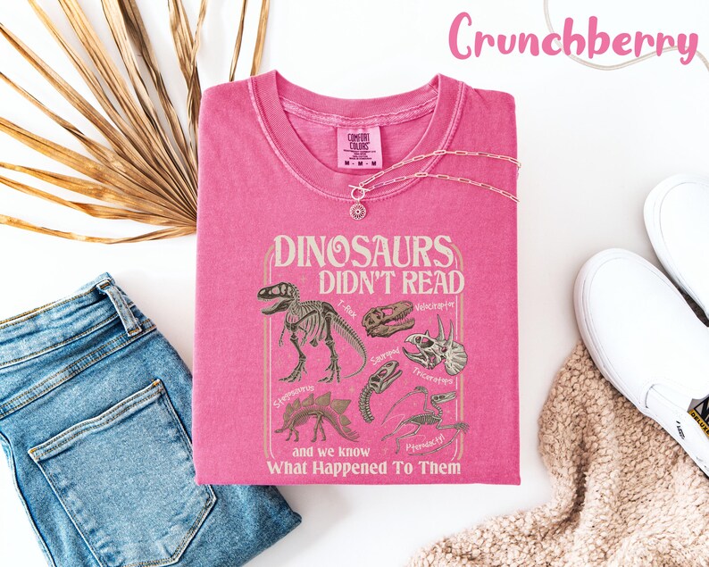 Comfort Colors® Dinosaurs Didn't Read Shirt, Librarian Literacy Tee, Funny Teacher T-Shirt, Bookish Gift For Readers, Retro Book Lover Tee image 5
