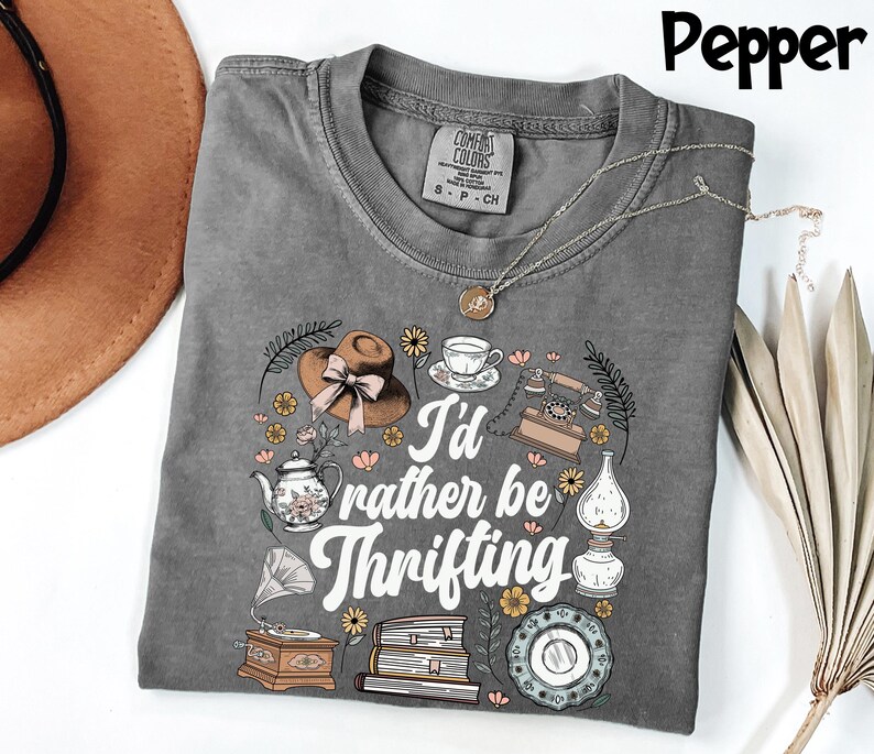Comfort Colors® Thrifting Shirt, I'd Rather Be Thrifting Tee, Vintage Style Top, Gift for Thrifter, Sustainable Fashion Graphic T-Shirt image 3