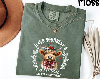 Comfort Colors® Have Yourself A Mooey Little Christmas Shirt, Cow Lover Gift, Funny Christmas Shirt, Farm Christmas Shirt, Cow Shirt
