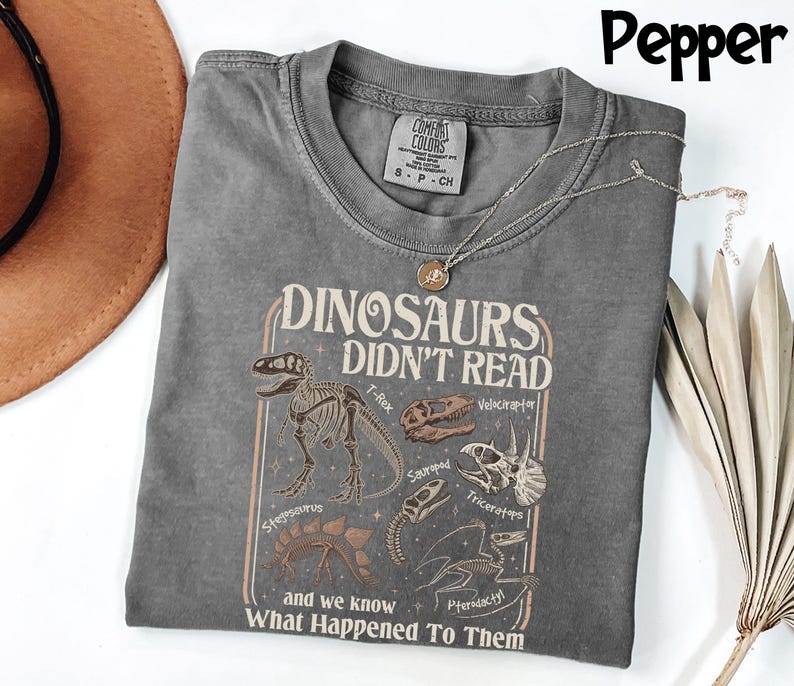 Comfort Colors® Dinosaurs Didn't Read Shirt, Librarian Literacy Tee, Funny Teacher T-Shirt, Bookish Gift For Readers, Retro Book Lover Tee image 2