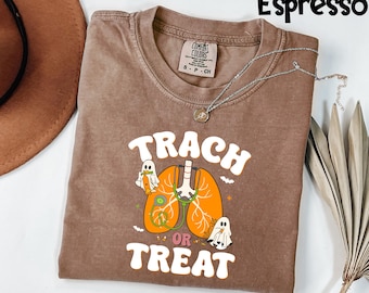 Comfort Colors® Respiratory Therapist Ghost Halloween, RT Nurse Steam, Trach or Treat Tee, Funny RT Rrt Tee, Respiratory Therapist Stuff