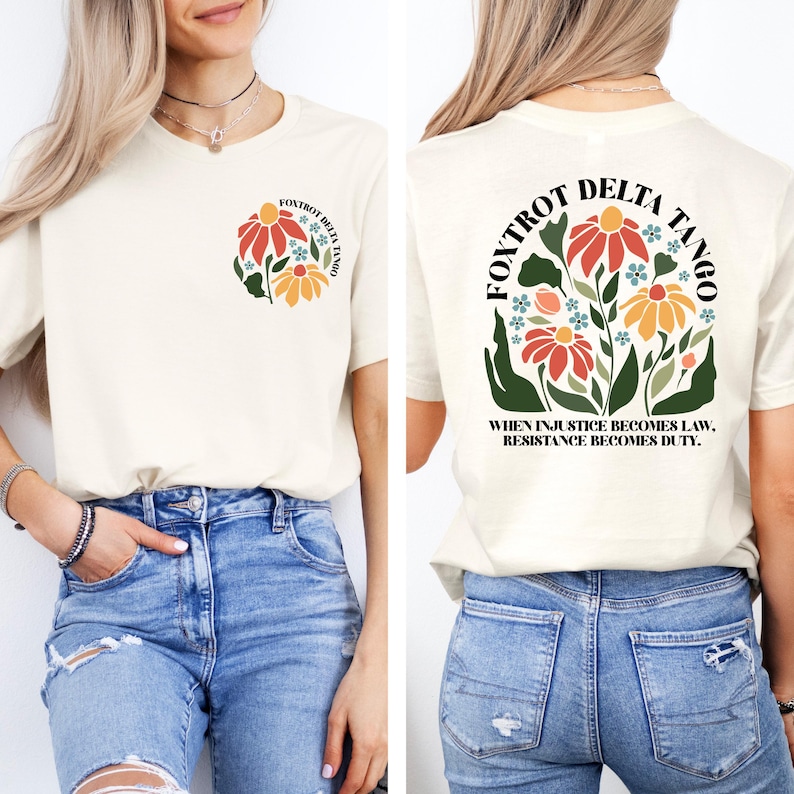 Floral Foxtrot Delta Tango Shirt, FDT Sweatshirt, Subtle Anti Trump Shirt, Floral FDT Shirt, Feminist Shirt, Political Shirt, Liberal Shirt bild 3