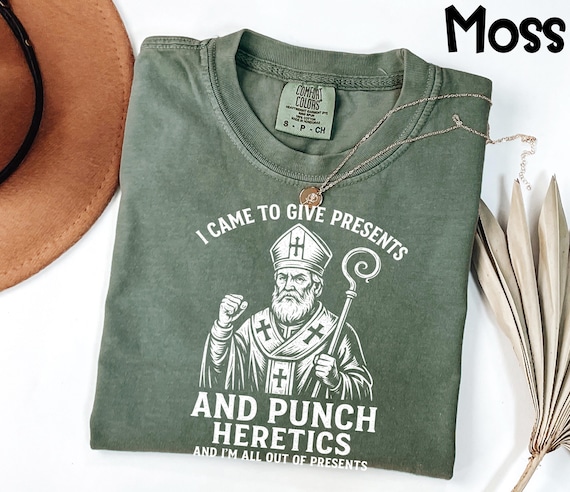 Comfort Colors® Punch Heretics Shirt, Funny Religious Gift, Sarcastic Pope Tee, Catholic Humor Apparel