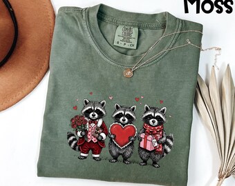 Comfort Colors® Valentines Raccoon Shirt, Cute Animal Lover Tee, Valentine's Day T-Shirt For Her, Romantic Gift