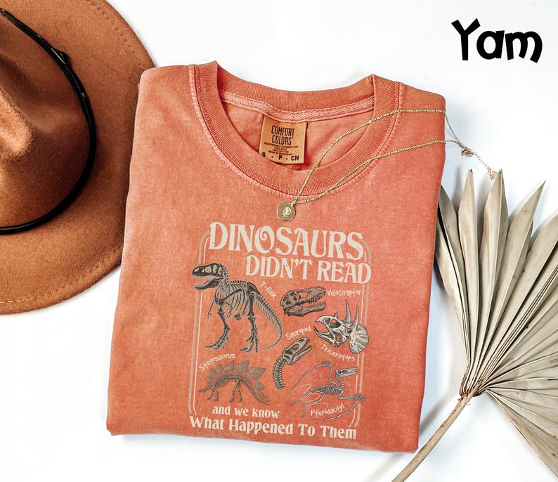 Comfort Colors® Dinosaurs Didn't Read Shirt, Librarian Literacy Tee, Funny Teacher T-Shirt, Bookish Gift For Readers, Retro Book Lover Tee image 4