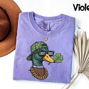 Comfort Colors® Lucky Duck Shirt, St Patricks Day Tee, Funny Irish Graphic T-Shirt, St Pattys Day Party Top image 4
