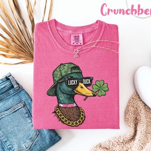 Comfort Colors® Lucky Duck Shirt, St Patricks Day Tee, Funny Irish Graphic T-Shirt, St Pattys Day Party Top image 6