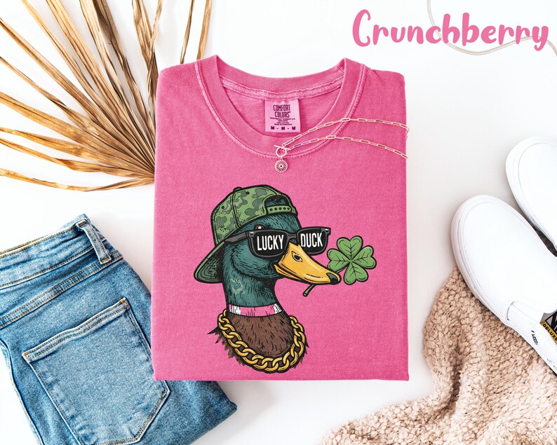 Comfort Colors® Lucky Duck Shirt, St Patricks Day Tee, Funny Irish Graphic T-Shirt, St Pattys Day Party Top image 6