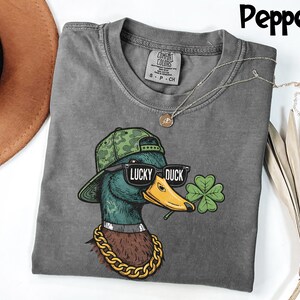 Comfort Colors® Lucky Duck Shirt, St Patricks Day Tee, Funny Irish Graphic T-Shirt, St Pattys Day Party Top image 2