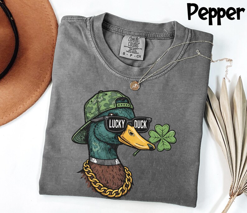 Comfort Colors® Lucky Duck Shirt, St Patricks Day Tee, Funny Irish Graphic T-Shirt, St Pattys Day Party Top image 2