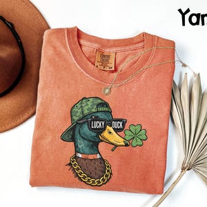 Comfort Colors® Lucky Duck Shirt, St Patricks Day Tee, Funny Irish Graphic T-Shirt, St Pattys Day Party Top image 5