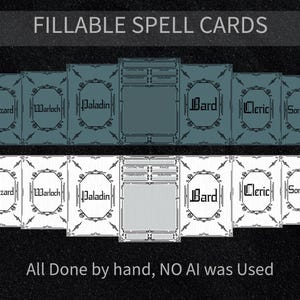 ¡Cartas de hechizo rellenables para la quinta edición del juego de rol más popular del mundo o cualquier otro TTRPG!
