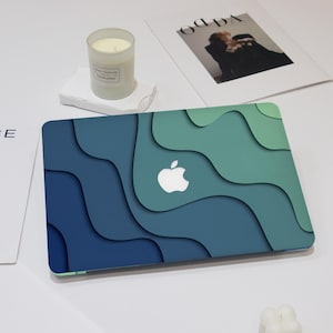 Gradual Blue Abstract Waves Art Painting MacBook Case For New Macbook Air 15 Air 13/11 Pro 14/13/15/16 Protective M4 M3 M2 M1 Case 2025 2024