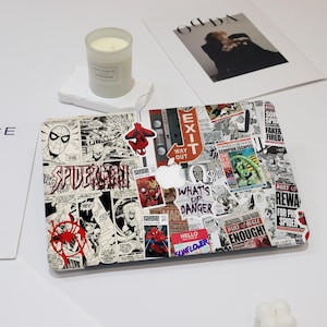 Capa para MacBook com estampas elegantes do Homem-Aranha e álbum de recortes estéticos para o novo MacBook Air 15, 13, 11, Pro 16, 14, 13, MacBook M4, M3 e capa para laptop com colagem