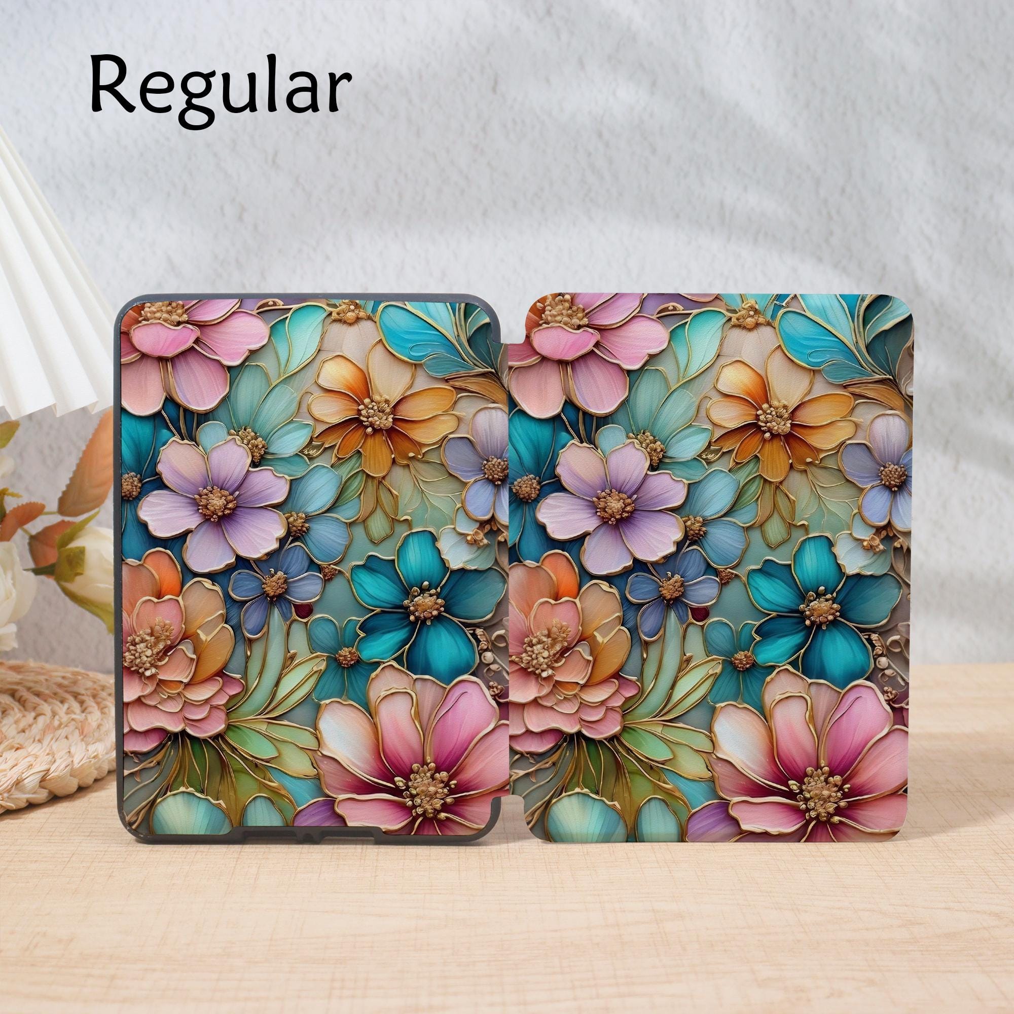 Colorful Stained Glass Floral Art Printed Kindle Paperwhite Case for ...