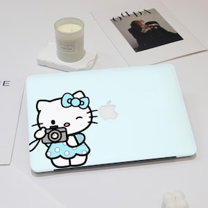 Cute Cartoon Kitty Macbook Case Blue Kitty Macbook Air 15 Case Macbook Pro 14 Case Macbook M4 Case Macbook 12 inch Case Macbook Pro 13 Case