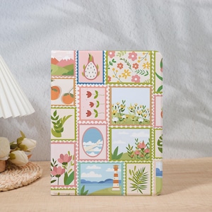 Pastel Travel Stamp Collage iPad Case With Pen Holder For iPad Air 7/4/5/6 10.9"11"13" 2025 iPad Pro 2024 Case, iPad 9/10/11th iPad Mini 6/7