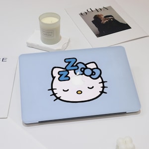 Cute Cartoon Sleepy zzz Kitty Macbook Case Blue Kitty Macbook Air 11/13/15 Case Macbook Pro 13/14/15/16 Case Macbook M4 Case Macbook 12 Case