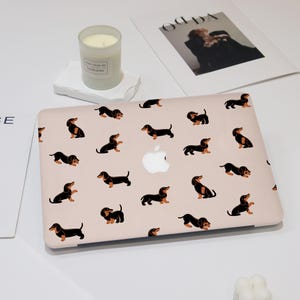 Cute Cartoon Dachshunds Macbook Case Doggy Macbook Case Cover for Macbook Air 11/13/15 Macbook Pro 13/14/16 2025 M4 Macbook 12 inch DogLover