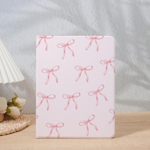 Sött rosa rosetter enkelt iPad-skal med pennhållare för 2024 Air 7 Air 4/5 iPad 10 10,9" 7/8/9 10,2" iPad Pro 11" 12,9'' 13" iPad Mini 7/6-skal