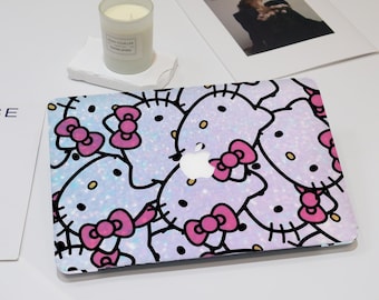 Coque Macbook rose chaton dessin animé mignon Housse Macbook à paillettes pour Macbook Air 13/11/15, Macbook Pro 13/14/16 Macbook M4 Macbook 12 pouces 2025