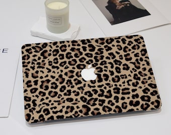 Custodia per MacBook con stampa leopardata marrone / Custodia protettiva estetica per Macbook Air 13/15/11 e Pro 14/13/15/16 / Elegante custodia rigida per laptop per M4
