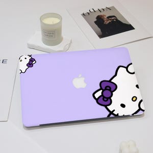 Cute Cartoon KittyLaptop Case Purple Kitty Macbook Air 15/13/11 Case Macbook Pro 13/14/15/16 Case Macbook M4 Case Macbook 12 inch Case Cover