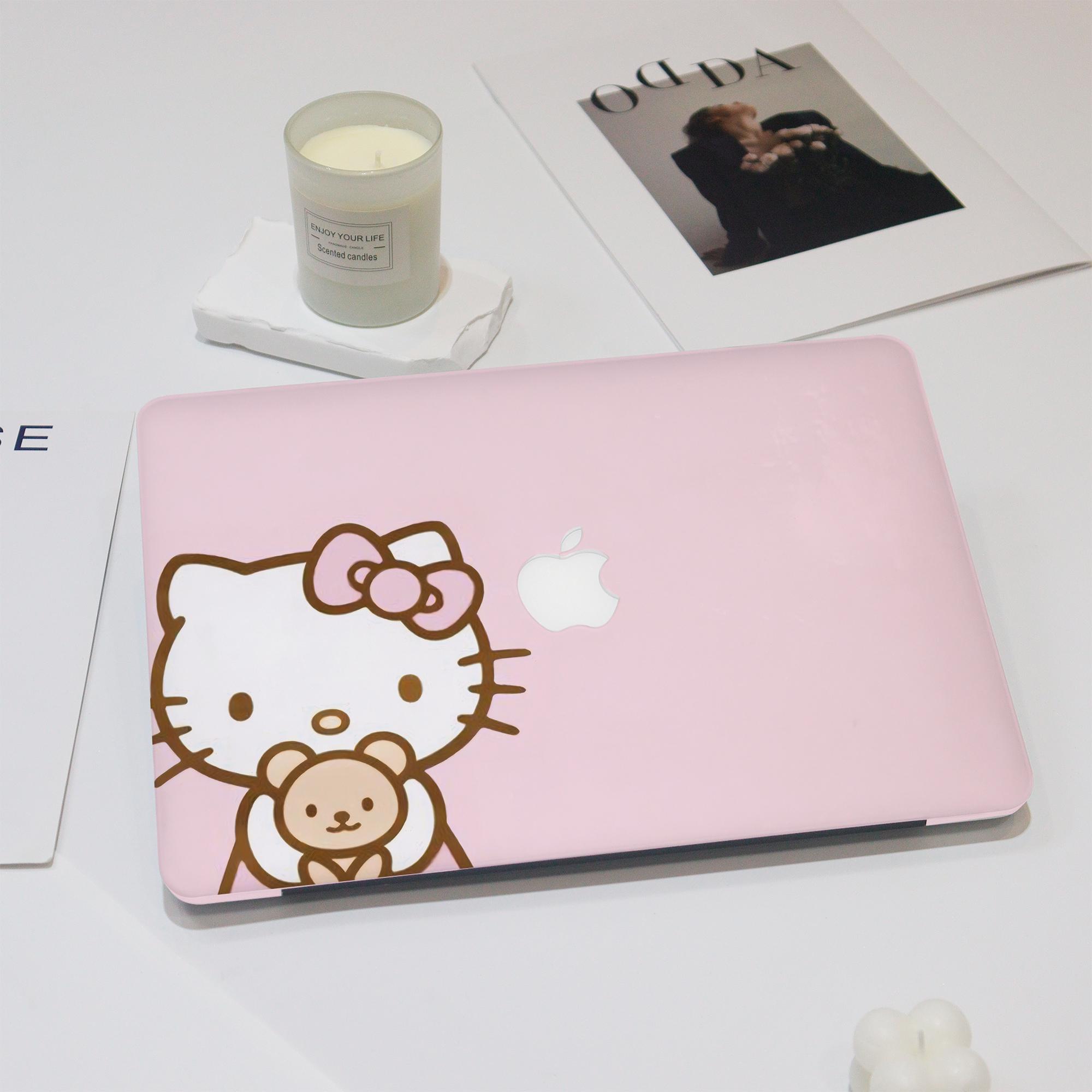 Cute Cartoon Pink Kitty With Little Doll MacBook Case Cover