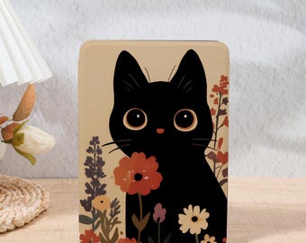 Cute Black Cat Floral Kindle Case, Paperwhite 2021, All New Kindle Case, Magnetic Paperwhite Cover For Paperwhite 1/2/3/4 th, Kindle 11th