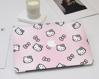Coque Macbook rose chaton dessin animé mignon Housse Macbook rose dégradé pour Macbook Air 13/11/15 Macbook Pro 13/14/16 2025 Macbook M4 12 pouces