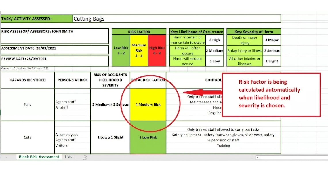 Editable Risk Assessment Template - Etsy UK